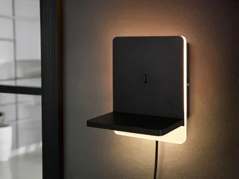 Trio Leuchten LED Wandleuchte FAIRFIELD Schwarz mit Stecker, Schalter & Ladefunktion Höhe 20cm