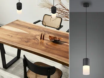 Trio Leuchten Pendelleuchte ROBIN 1-flammig Schwarz matt mit Glas Lampenschirm Weiß, Ø 10cm