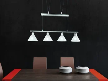 Trio Leuchten Pendelleuchte STAMINA mit Glas 4-flammig höhenverstellbar 80-180cm, B:80cm