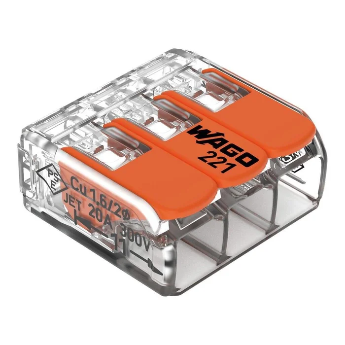 WAGO Serie 221 – COMPACT-Verbindungsklemme – 3*4mm (50 Stück)