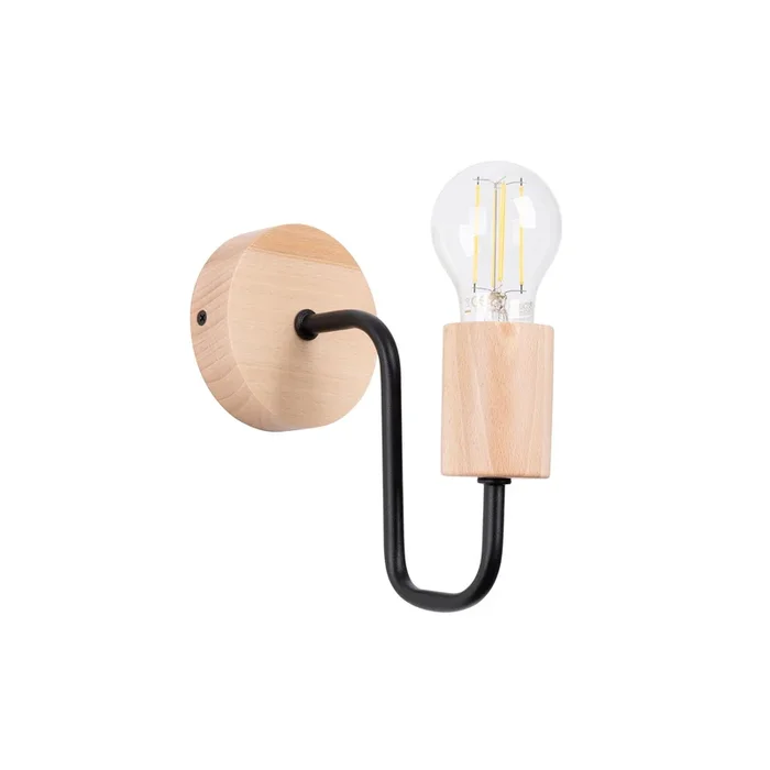 Wandlampe Timbo Holz natur schwarz E27