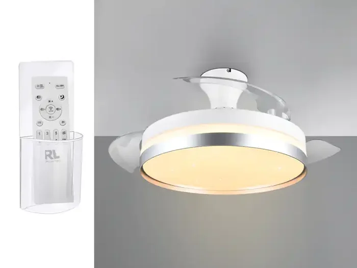 Weltweiter Versand Reality Leuchten LED Deckenleuchte Grau mit ausklappbarem Ventilator, Ø 48 – 100cm