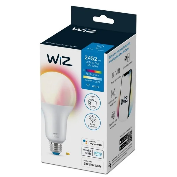 WiZ Colors 8719514554634 intelligente Glühbirne LED E27 | 18,5W | 2452lm | 2200-6500K | RGB – dimmbar