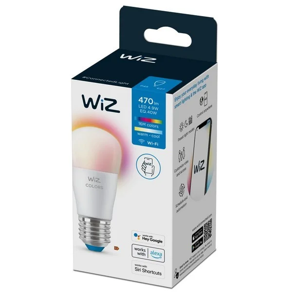 WiZ Colors 8719514554672 intelligente Glühbirne LED E27 | 4,9W | 470lm | 2200-6500K | RGB – dimmbar