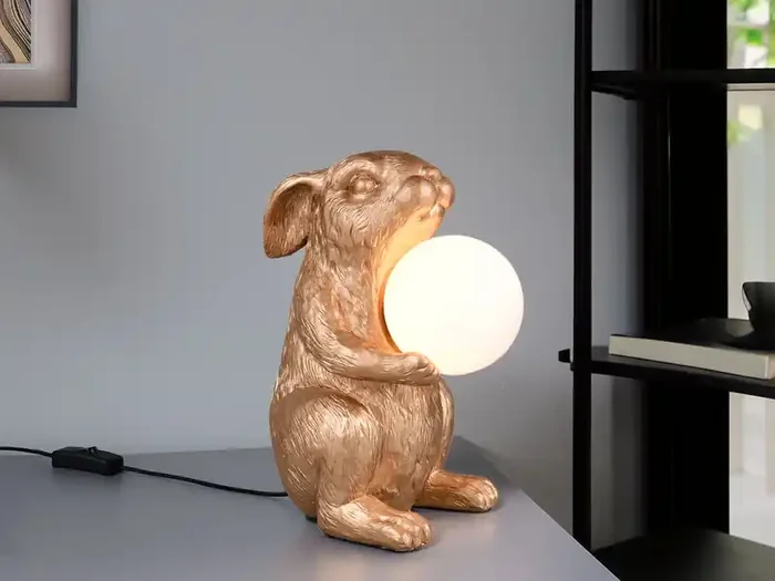 Wochenendangebot meineWunschleuchte Besondere LED Tischleuchte Hasenlampe Gold, Höhe 28cm