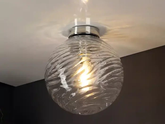 Wochenendangebot meineWunschleuchte LED Deckenleuchte Glaskugel Wellenmuster Transparent, Globe Ø 30cm