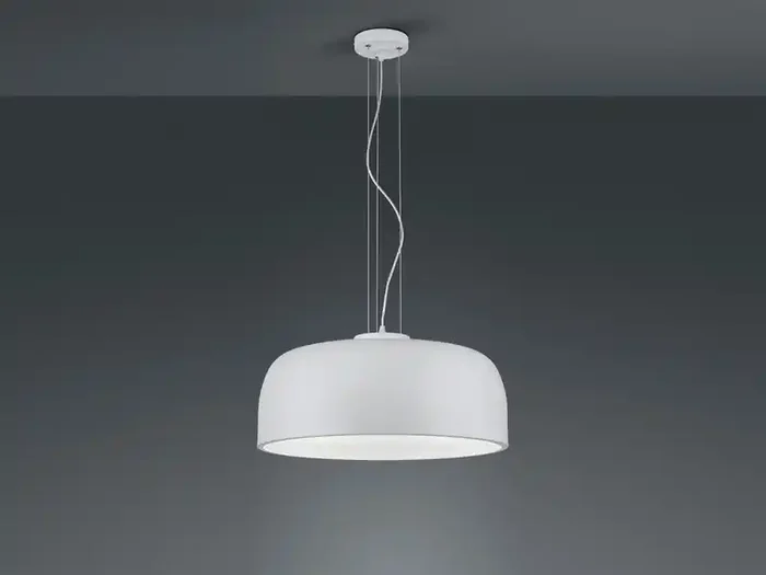 Wochenendangebot Trio Leuchten Große Pendelleuchte BARON mit Lampenschirm Metall Weiß, Ø 52cm