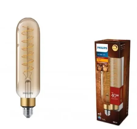 Zertifiziert PHILIPS E27 Giant Vintage LED Glühbirne in Röhrenform 7W wie 40W dimmbar Amber-Edition